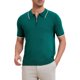 thumbnail image 5 of Polo formal para hombres INSPIRE CHIC de color sólido, de manga corta, con cremallera, corte ajustado, clásico, talla XL, color verde para el Día del Padre, 5 of 5