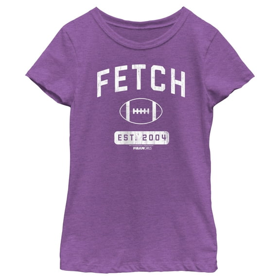 Girl's Mean Girls Distressed Fetch Football Est. 2004 Graphic Tee Purple Berry Small