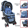 thumbnail image 3 of Carriola Doble para Bebés Gemelar Plegable con Asientos Reclinables Apta desde 0 Meses Soporta hasta 32 kg  - Azul, 3 of 7