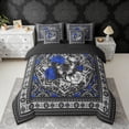 thumbnail image 2 of Erosebridal Chic Butterfly Bedding Comforter Set, Bohemian Aztec Mandala King Bedding Sets, Black Gray Blue, Black Reversible 7pcs, 2 of 6