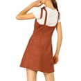 thumbnail image 4 of Allegra K Women's Faux Suede A Line Short Button up Overall Dresses, 4 of 7
