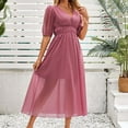thumbnail image 5 of LNWUY Womens Short Sleeve Maxi Dress 2025 Spring Trendy Elegant V Neck Flowy Wedding Guest Holiday Formal Long Dresses Pink XXL, 5 of 7