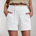 thumbnail image 4 of Olyvenn Summer Shorts for Women Elastic High Waisted Frill Trim Casual Short Teen Girls Loose Comfy Cotton Linen Beach Shorts White L, 4 of 6