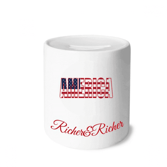 America USA Country Flag Name Rich and Rich Bank Saving Box Coin