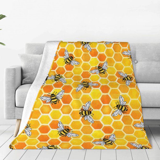 Balery Honeycombs Manta de Felpa Suave y Acogedora – Cobija de Franela Aterciopelada para Cama, Lavable y Cálida para Sofá, Mascotas, Transpirable-50"x40"