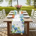 thumbnail image 4 of Table Runners 36 Inches Long Dress Scarves, Blue Hydrangea Farmhouse Kitchen/Dining Table Runner, Short Coffee Tablerunners, Farmhouse Butterfly Spring Floral 13x36 Inch, 4 of 9