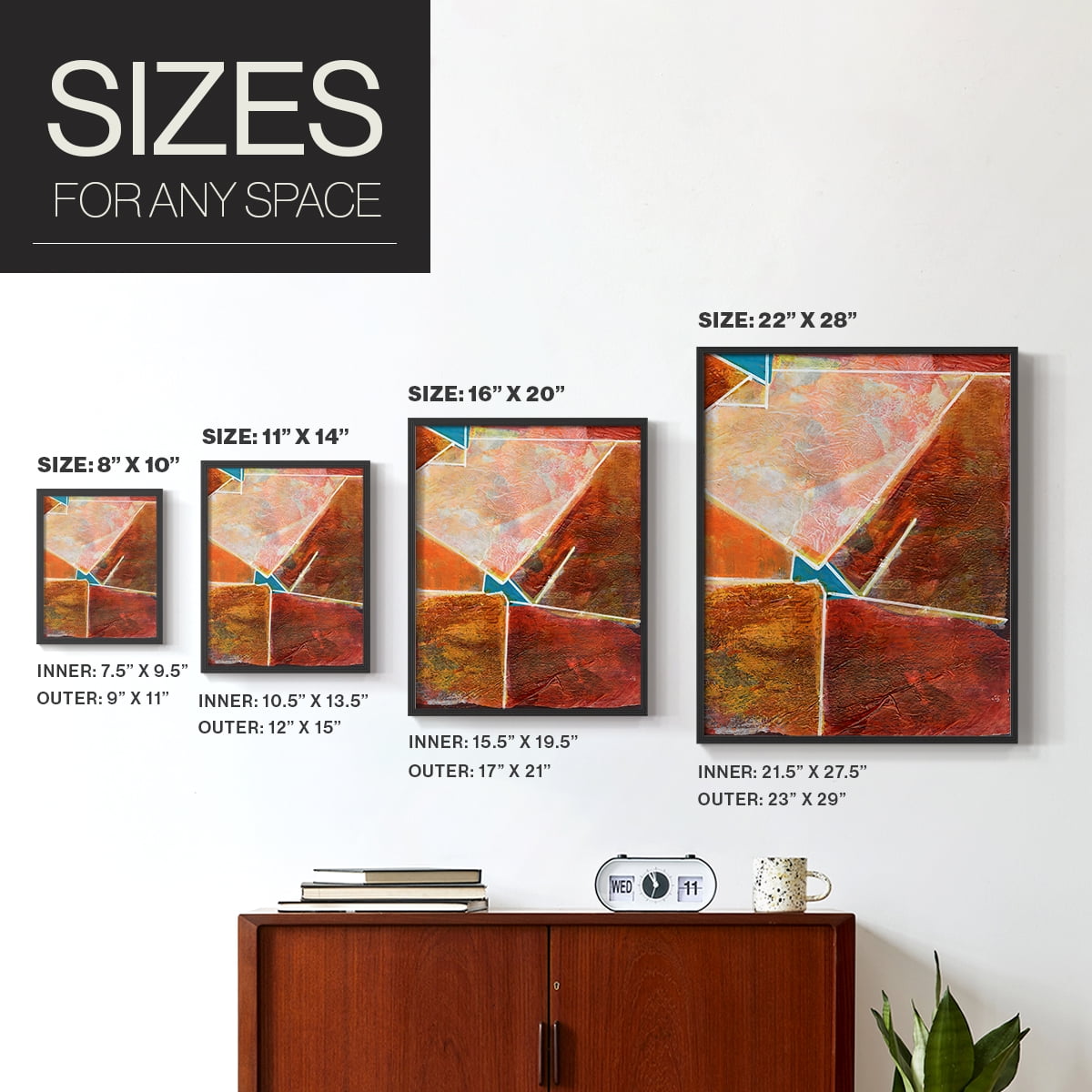 Primary Connection VIII Framed Print in Black Solid Wood Framed Print No Nail Hanging