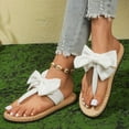 thumbnail image 6 of LOVZFMLL Sandals for Women 2025 Summer Bow Knot Flat Flip Flops Slip On Open Toe Thong Casual Outdoor Beach Vacation Slippers White 8.5, 6 of 7