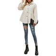 thumbnail image 5 of SAYOO Women Casual Shirt, Solid Color Long Sleeve Button-Down Stripe Texture Pockets Tops, 5 of 9