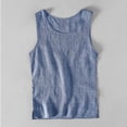 thumbnail image 2 of Linen Tank Tops for Men Summer, Solid Color Casual Sleeveless T Shirts, Light Blue 3XL, 2 of 7