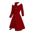 thumbnail image 4 of Busydd Dresses for Women Trendy Ribbed Button Long Sleeve Dress for Women Casual Warm Solid Color Winter Clothing for Women with Fuzzy Hood L, 4 of 6
