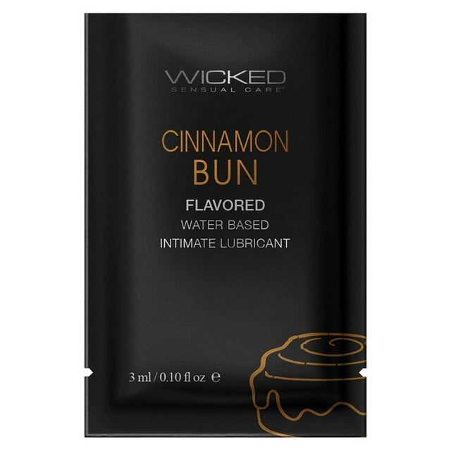 Wicked Aqua Flavored Water Based Personal Lubricant, Cinnamon Bun, 3 ml