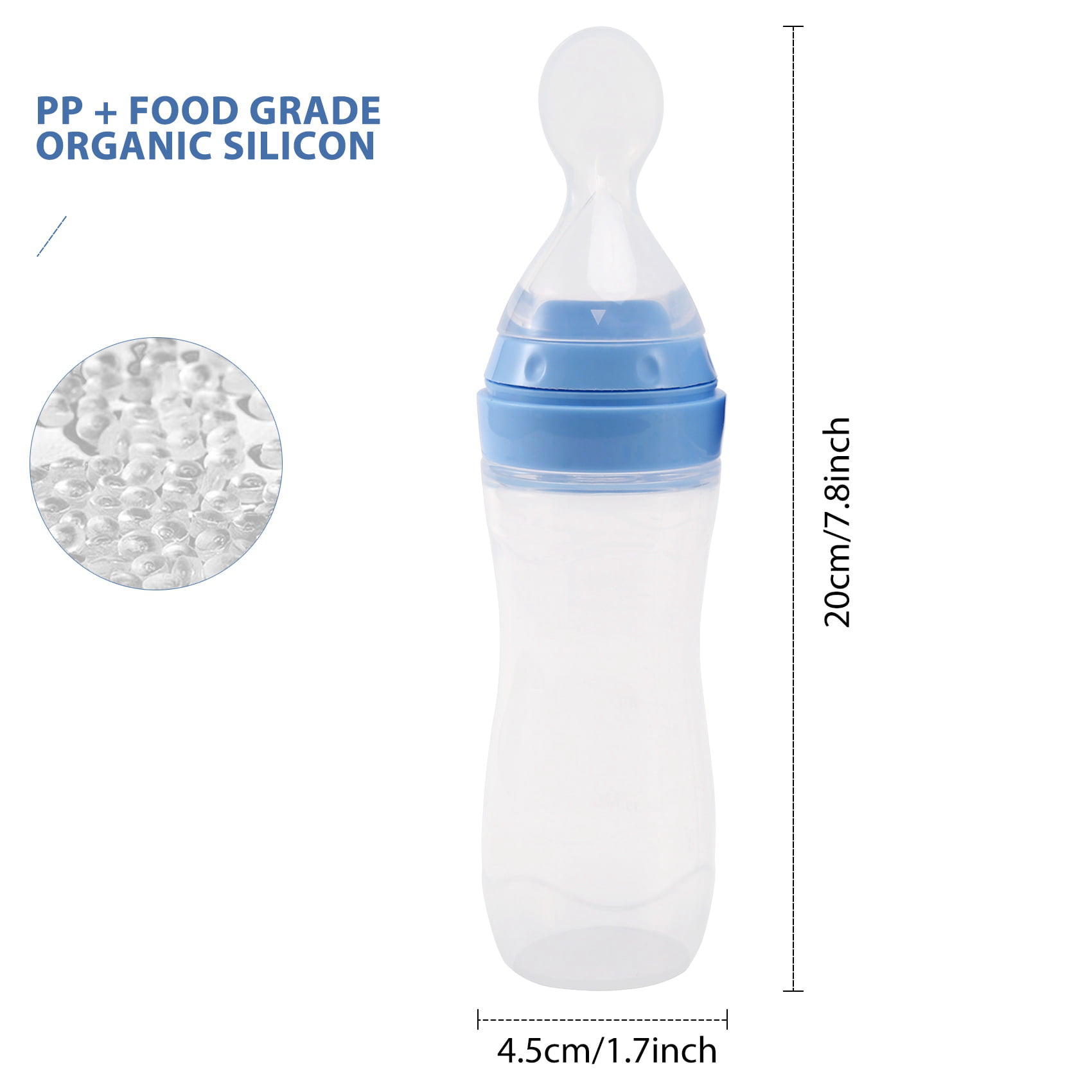 Baby Mate 2 PCS Silicone Baby Food Dispensing Spoon (Blue, 4oz