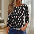 thumbnail image 5 of Womens Tops Dressy Casual Fall Going Out Tops Plus Size Bow Western Gym 3/4 Sleeve Shirts Graphic Crewneck Sweatshirts Spring, 5 of 7