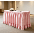thumbnail image 4 of Light Pink Checkered Ruffled Table Skirt, Detachable Wrap‑Around Table Curtain With Fastener Tape, Under‑Table Concealment Cover For Wedding Banquet, Buffet, Party, Podium Decoration (Light Pink), 4 of 6