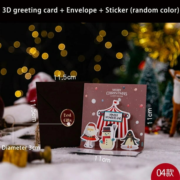 Tarjetas de Felicitación 3D Pop Up, tarjeta postal de bendición familiar para cumpleaños, Año Nuevo, regalos de Navidad, decoración de Navidad con sobre