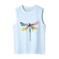 thumbnail image 3 of FINALGANG Girls Kids Sleeveless Tank Top With Colorful Dragonfly Prints Crewneck Soft Casual Top For Daily Wear Streetwear Light Blue 8-9 Years, 3 of 3