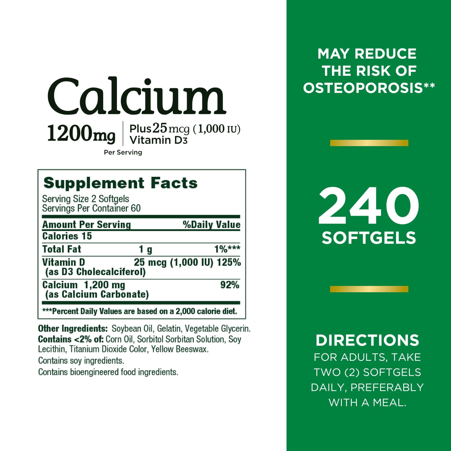 (3 pack) Nature’s Bounty Calcium Supplement + 1000 IU Vitamin D3, 120 Ct (2-Pack)