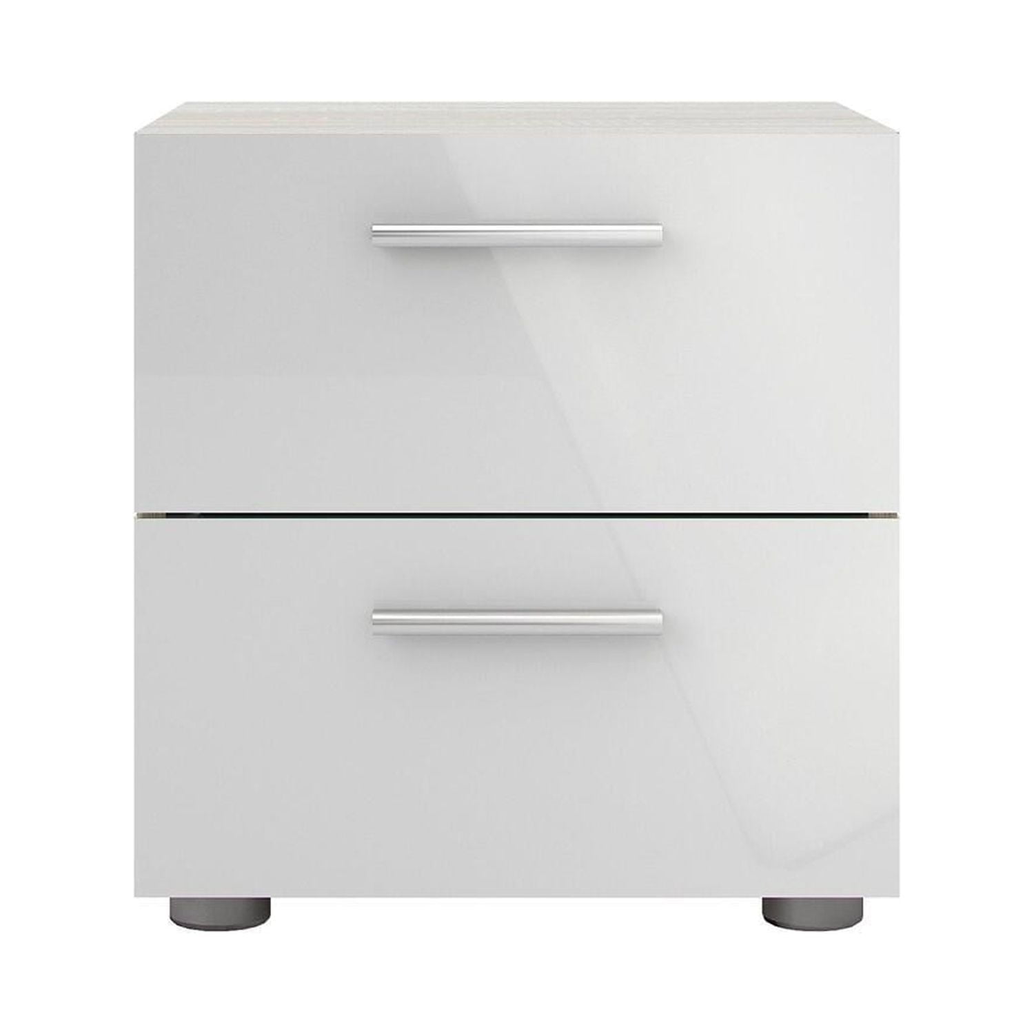 Tvilum Loft 2 Drawer Bedroom Nightstand for Adults, Oak Structure/White High Gloss