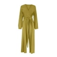 thumbnail image 3 of Long Sleeve Jumpsuits for Women Dressy Formal Wrapped Deep V Neck One Piece Romper Wedding Guest Jumpsuit Elegant, 3 of 7