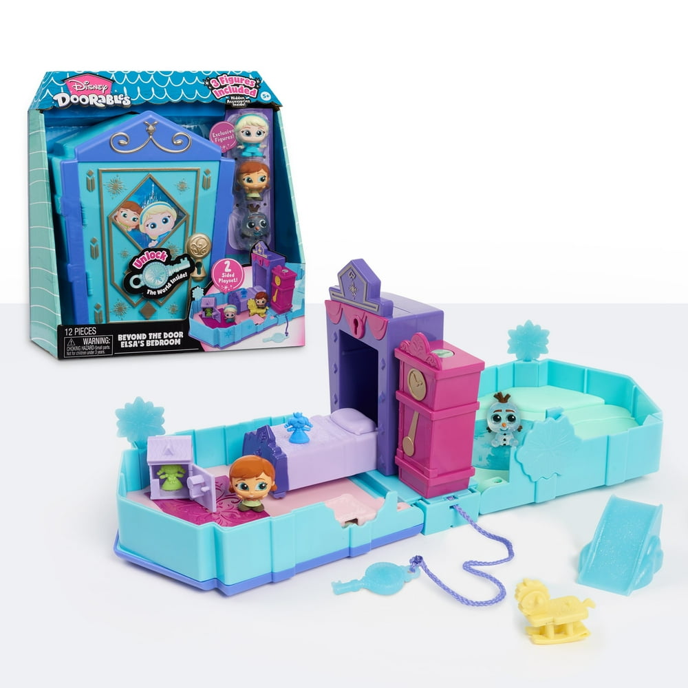 Disney Doorables Beyond the Door Elsa’s Bedroom Playset, Includes 3