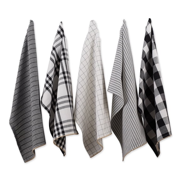 Black Farmhouse Woven Dishtowel (Set of 5)