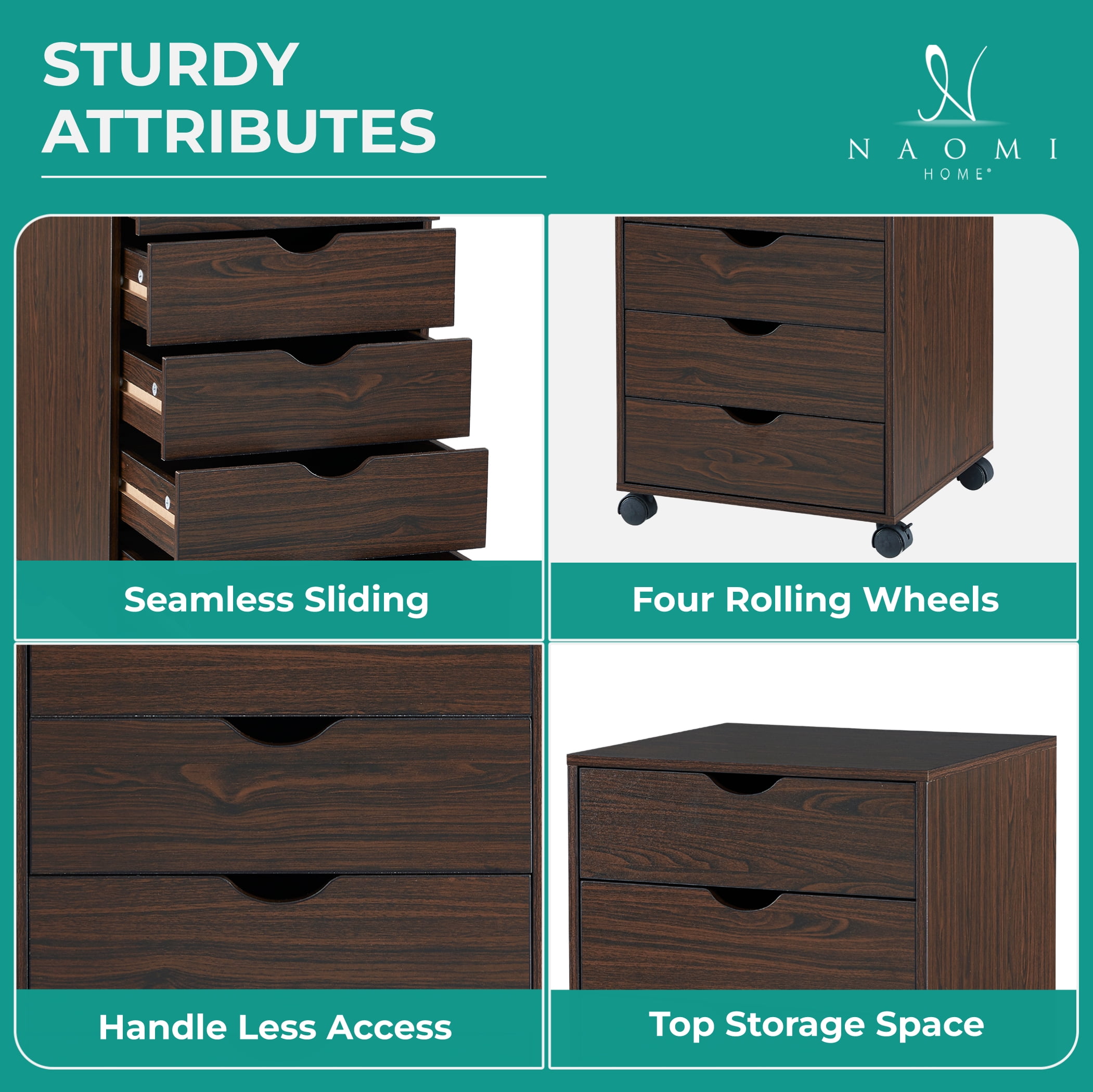 Drawer - ドゥロワー　may MAYKOOSH 5-Drawer Gray Oak Wood 15.75 in. W Rolling Vertical