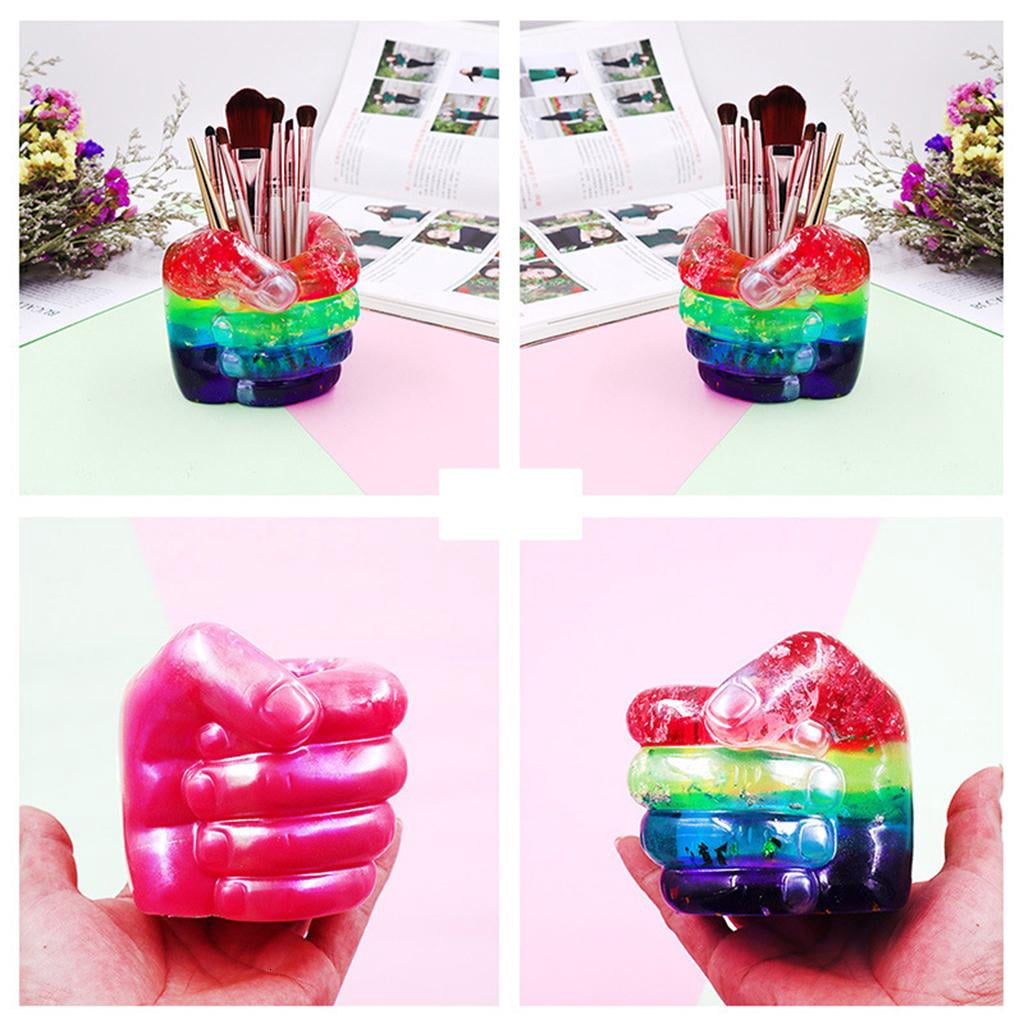 Osdhezcn Fist Pen Holder Epoxy Resin Mold Vase Flower Pot Silicone Mould DIY Crafts Makeup Brushes Storage Box Mold Home Decorations Casting Tools