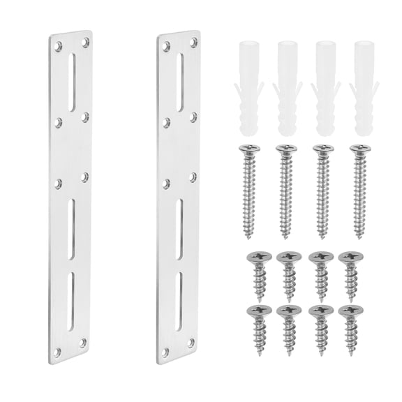 Straight Steel Flat Plate, 2Pcs 267x45mm - Heavy Duty Mending Plate with Holes, Metal Reinforcement Mounting Plate Joining Bracket with Screws for Repair Framing Gazebo (Silver)