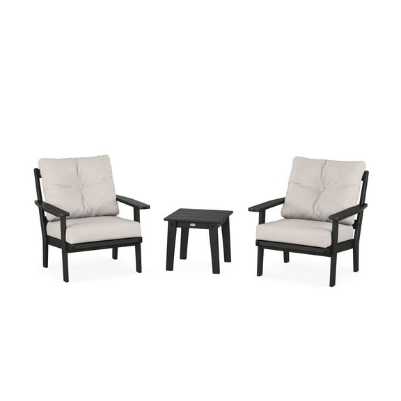 POLYWOOD® Prairie 3-Piece Deep Seating Set in Black / Dune Burlap