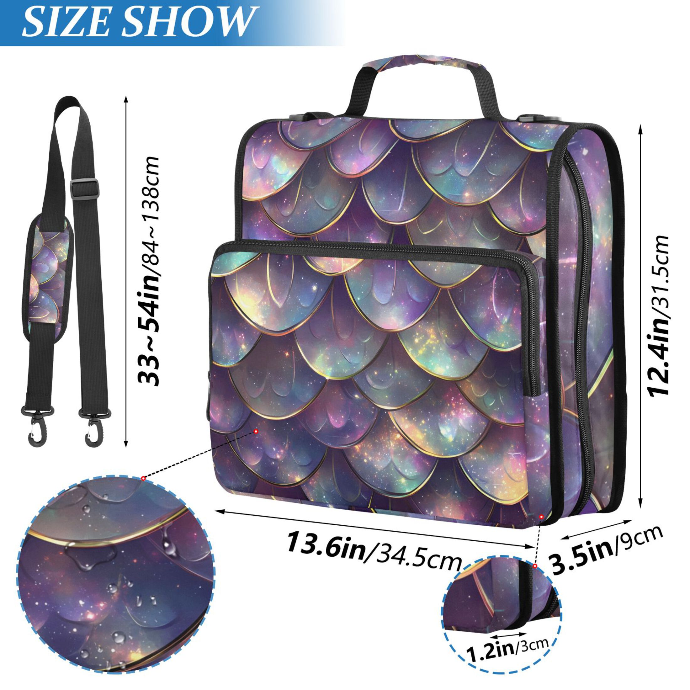 ALAZA Zipper Binder Scales Purple 3 Ring Trapper Keeper File Folder Organizer Bag
