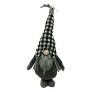 Galt International Tall Gingham Hat Christmas Gnome Figurine - 27" - Black and White