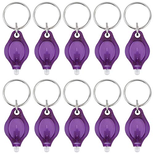 Uniclife 10 Pack Mini Purple Light LED Keychain Flashlight Key Ring