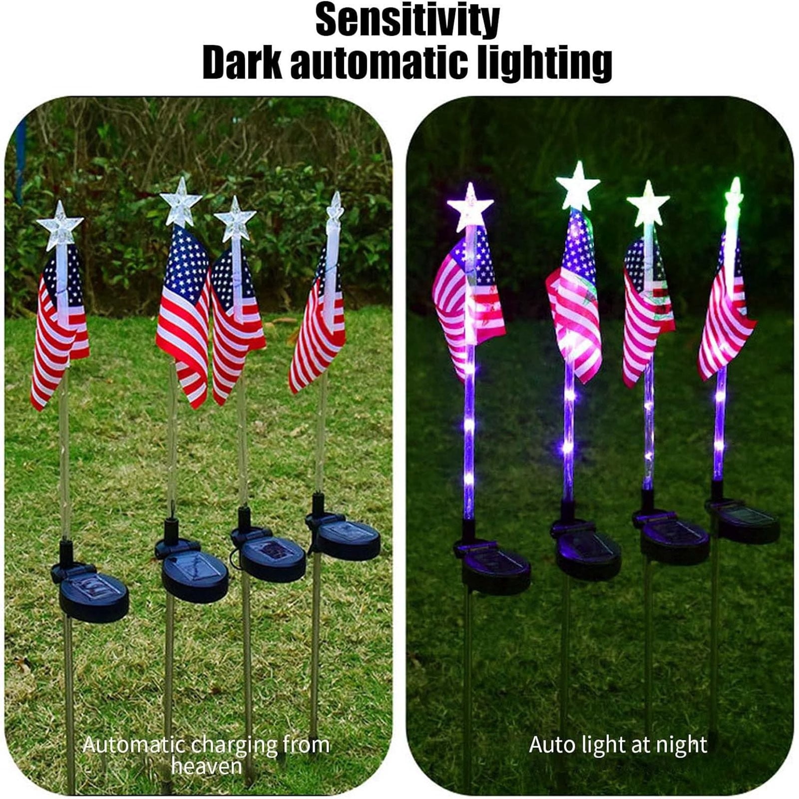 Solar American Flag Garden Lights,4th of July Decoration Patriotic Solar American Flag Lights Lawn Light for Independence Day Memorial Day Decor