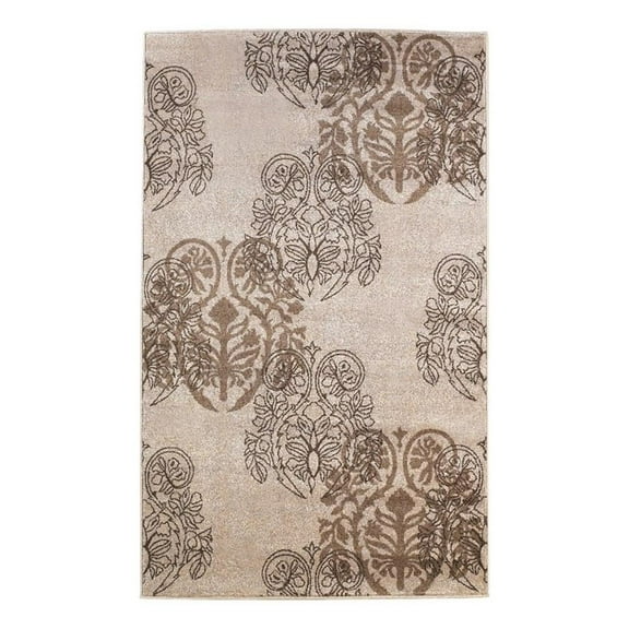 Linon Miso Lana Machine Made Polypropylene 5'x7'6" Area Rug in Ivory