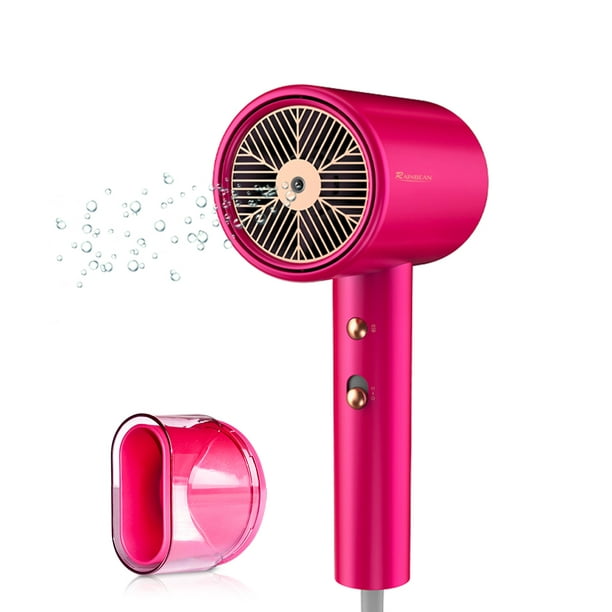 Water Ionic Hair Dryer, 1800W Blow Dryer with Magnetic Nozzle, 2 Speed and  3 Heat Settings, Powerful Low Noise Fast Drying Travel Hair Dryer for Home,  Travel and Salon, Pink 