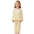 thumbnail image 5 of FYDUU Kids Clothes Girls Pajamas Fall Long Sleeve Tops + Pants Soft Sleepwear Two Piece Outfit Stylish Cute Loungewear Sets 14-15 Years, 5 of 5