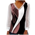 thumbnail image 2 of BEFOKA Graphic Shirts for Women V Neck Long Sleeve Tunic TShirt Lace Print Sweatshirt Pullover Top 2025 Basic Blouse Tees Top Fall Outfits Loose Fits Plus Size S_XXXL, 2 of 5