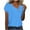 Blue, variant on WRKEKC Short Sleeve Shirts for Women, Summer T-Shirts for Women, Women's Casual Solid Color Loose Trendy V-Neck Short Sleeve Button T-shirt
