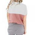 thumbnail image 3 of Women‘s T-Shirts Casual Style Color Patchwork Matching  Neck Loose Bat Short Sleeve Pocket Tube Tops, 3 of 8
