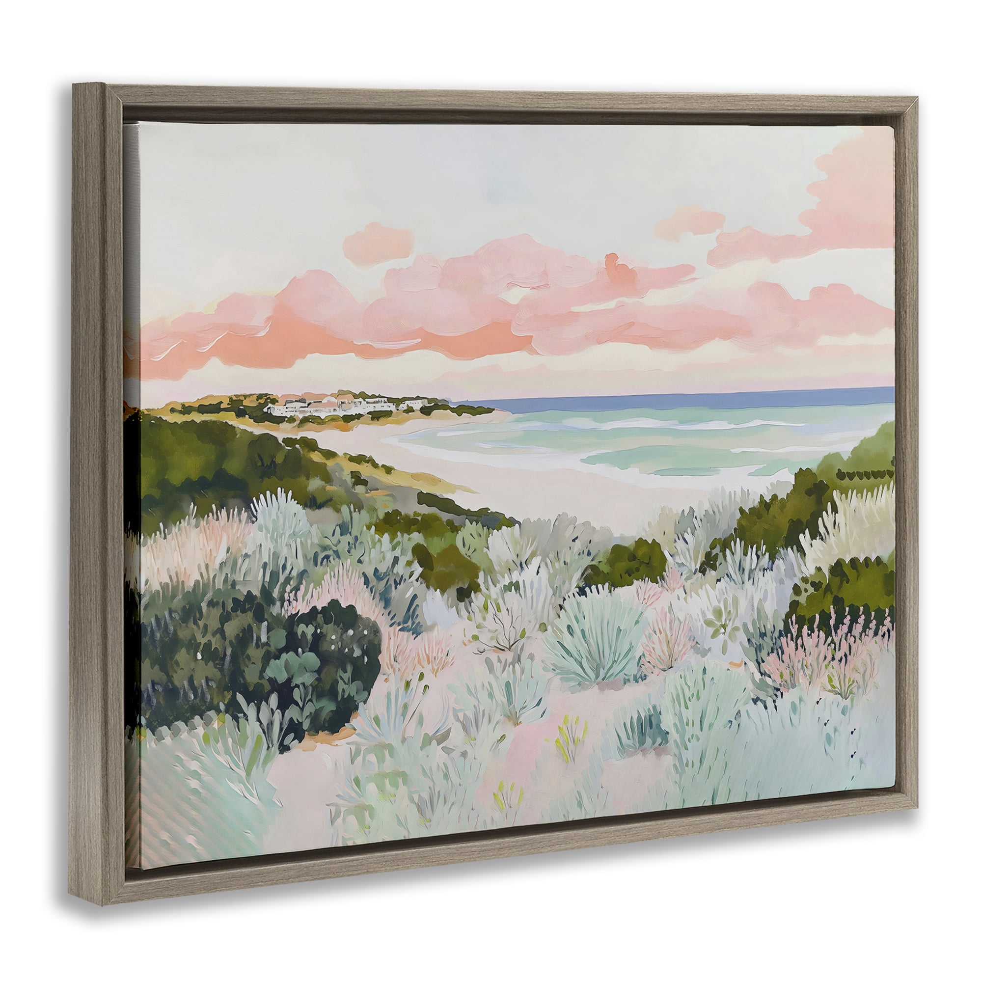 Stupell Industries Beach Grasses & Pastel Skies Brown Framed Floater Canvas Wall Art, design by The Prints Vibe