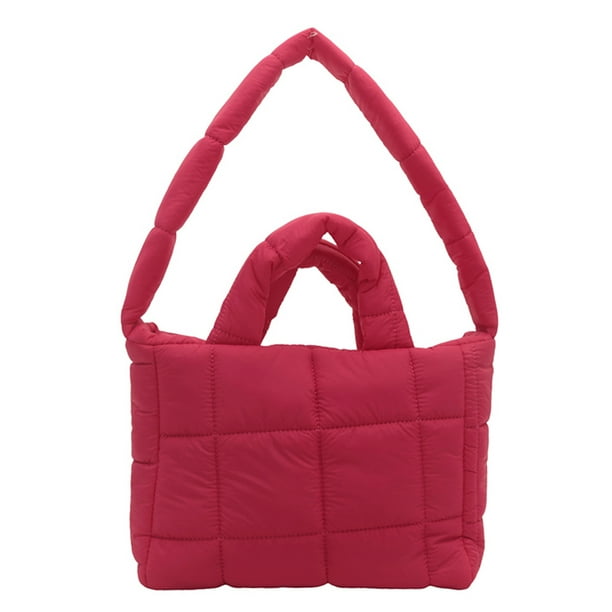 Bolso Acolchado Con Asa Mano para Mujer Color Sólido