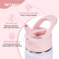 thumbnail image 3 of Fijinhom 12oz Kids Water Bottle with Straw, Stainless Steel, BPA-Free, Leak-Proof, Vacuum Insulated for School or Travel,Pink, 3 of 7