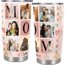 Personalized Mom Photo Tumbler Custom Name Travel Coffee Mug Insulated Cup with Lid Stainless Steel 20 oz Appreciation Gifts for Mom Women Grandma Birthday Mothers Day