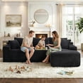 thumbnail image 2 of Aukfa 96" L-Shaped Cloud Sectional Sofa, Modular Boneless Couch with Deep Seat&Right-Facing Chaise for Living Room, Corduroy, Black, 2 of 8
