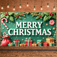 thumbnail image 2 of Festive Design Merry Christmas Banner Decorative Holly Candy Cane for Holiday Party Indoor Celebration Winter Event, 2 of 9