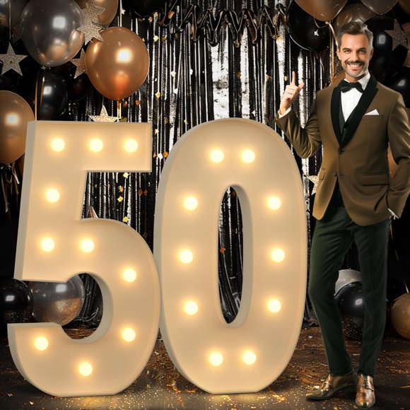 imprsv Chapiteau 4 Pieds Grands Chiffres - Grands Chiffres Mosaïque pour Ballons, Décoration d'Anniversaire - 50e Anniversaire