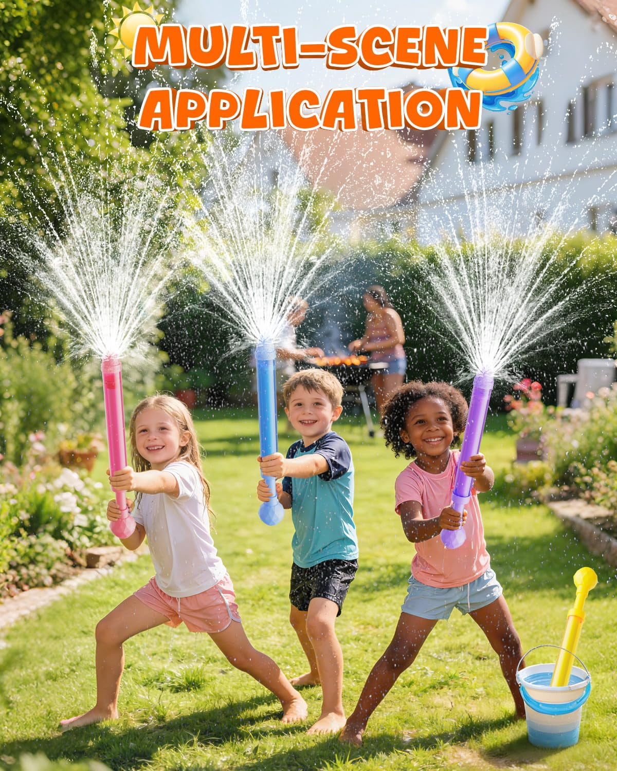 4 Pack Sparkle Burst Water Blasters, For Pool, Beach, Backyard Outdoor Play Ages 4-12