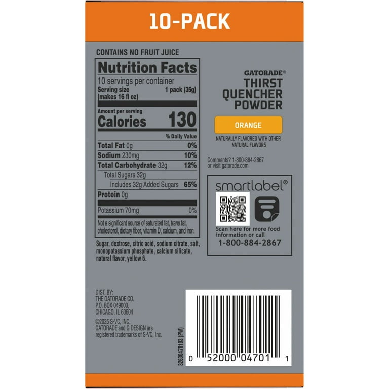 Gatorade Thirst Quencher Orange Powder Mix, 10 Count Packets photo 4