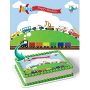 Plain Train Police Kids Edible Image Cake Topper Personalized Birthday Sheet Decal Banner 1/4 Sheet